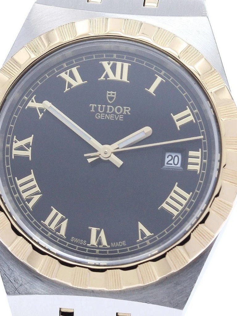 Tudor Royal 28303 Date Yg2 Tone Black Dial Automatic Ladies Watch